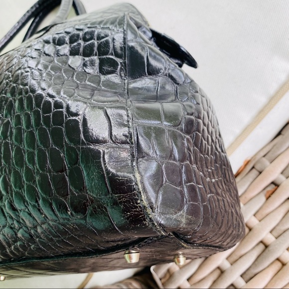 Furla Black Moc Croc XL Satchel EUC - Picture 9 of 17